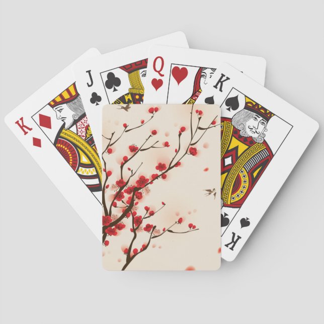 Jeu De Cartes Tableau de style asiatique, Fleur de prune au prin (dos)