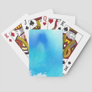 Jeu De Cartes Tache bleue, peint à la main abstrait d'aquarelle