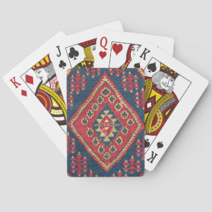 Jeu De Cartes Tapis Kilim Turc Rouge Bleu Antique