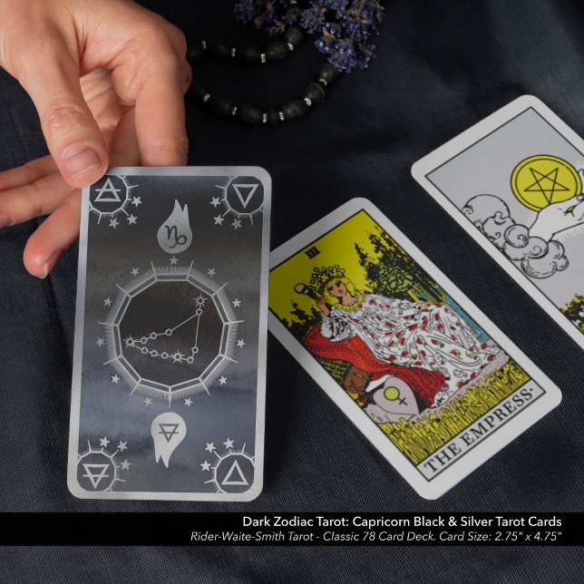 Jeu De Cartes Tarot Zodiac foncé : Capricorne Noir & Argent (Dark Zodiac and Alchemy Tarot: Created for Capricorn Black & Silver Tarot Cards)
