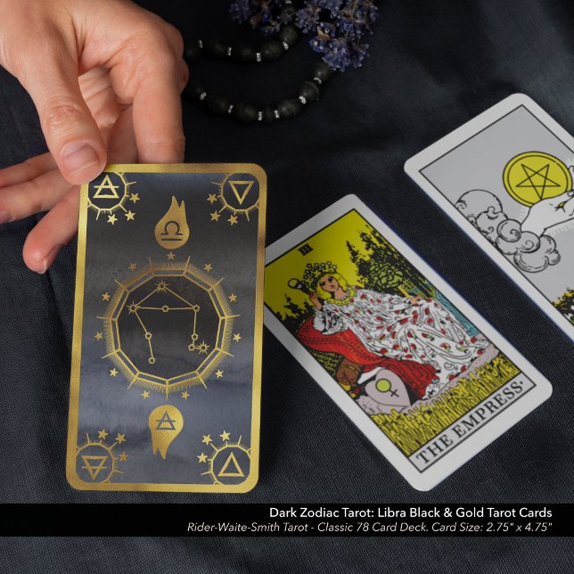 Jeu De Cartes Tarot Zodiac foncé : LIbra Noir & Or (Dark Zodiac and Alchemy Tarot: Created for Libra Black & Gold Tarot Cards)