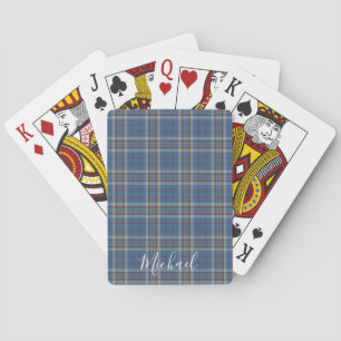 Jeu De Cartes Tartan Clan Thompson Plaid Blue Grey Check personn