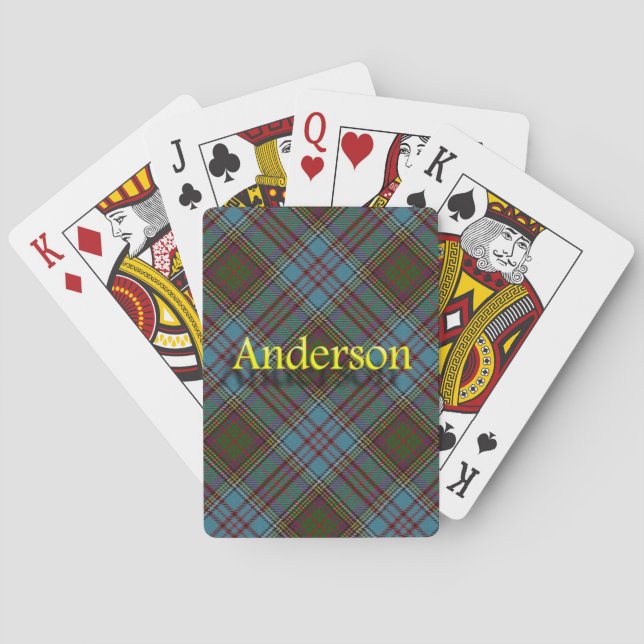 Jeu De Cartes Tartan écossais d'Anderson de clan (dos)