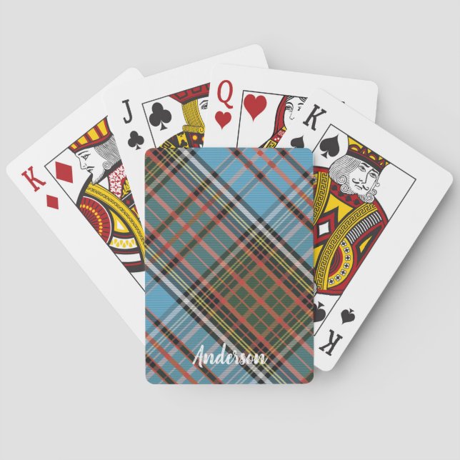 Jeu De Cartes Tartan Plaid Bleu clair Clan Rustique Anderson (dos)