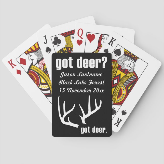 Jeu De Cartes T'as un cerf ? Chasseur de cerfs personnalisé noir (dos)