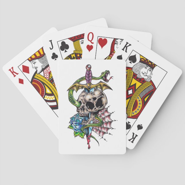 Jeu De Cartes Tatouage au crâne et au poignet (dos)