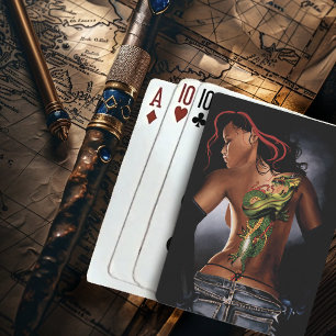Jeu De Cartes Tatouage de femme dragon de fantasy gras