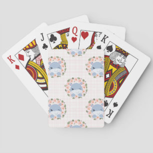 Jeu De Cartes Tatouage d'hippopotame et de fleurs