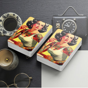 Jeu De Cartes Tatouage vintage pin-up