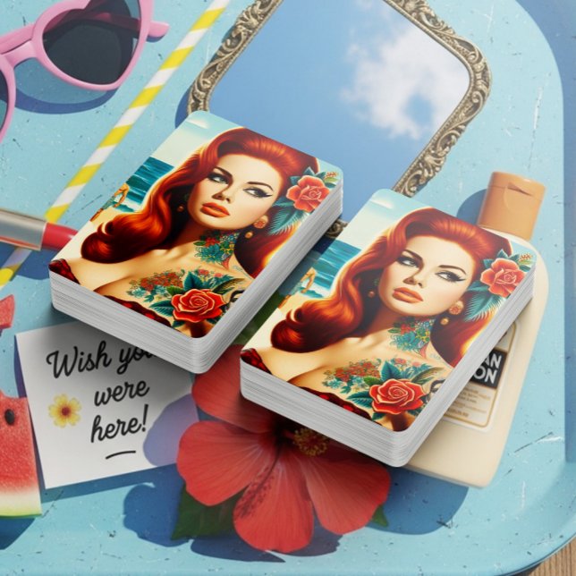 Jeu De Cartes Tattooed Redhead Pin-up (Créateur téléchargé)