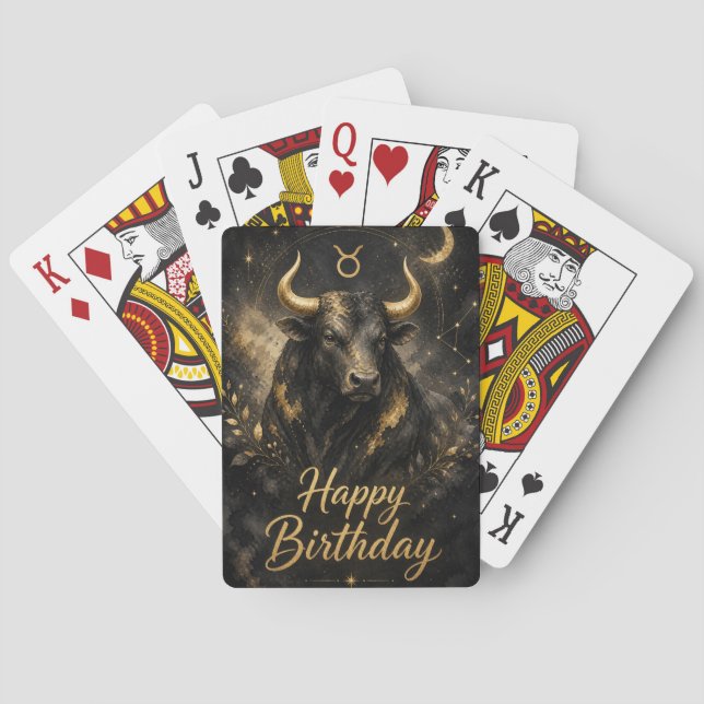 Jeu De Cartes Taureau Joyeux Anniversaire Conception de Signe du (dos)