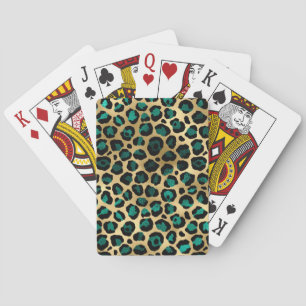 Jeu De Cartes Teal and Gold Leopard Series Design 14