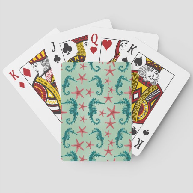 Jeu De Cartes Teal Seahorse Pattern 2 (dos)