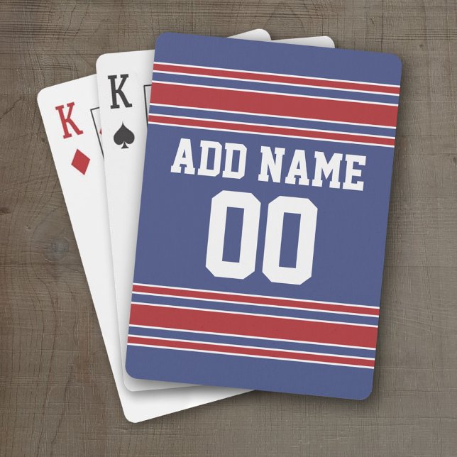 Jeu De Cartes Team Jersey Stripes Nom et numéro personnalisés (Personalized Playing Cards - Sporty Stripes)
