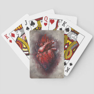 Jeu De Cartes Técherie   Coeur avec goutte rouge et or saignant