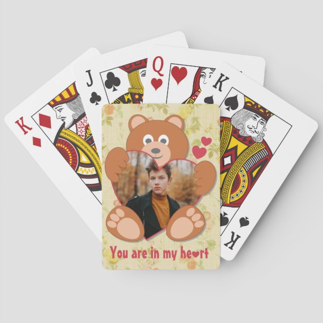 Jeu De Cartes Teddy Bear Holding Heart Photo Saint-Valentin (dos)