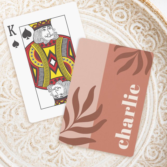 Jeu De Cartes Teintes de terracotta moderne nom botanique vertic (Modern terracotta shades vertical name botanical poker cards)
