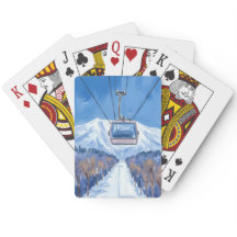 Télécabine de ski Montagne enneigée Aquarelle