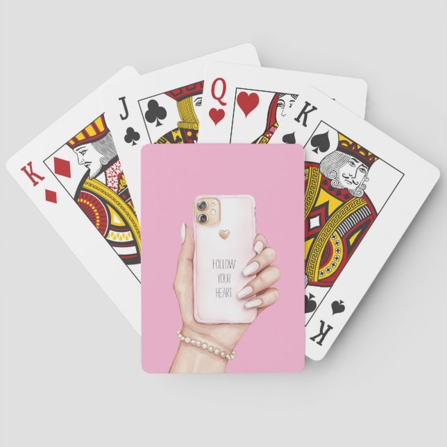 Jeu De Cartes Téléphone chic fille ongles roses (dos)
