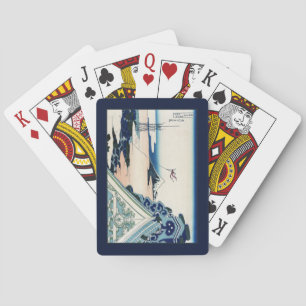 Jeu De Cartes Temple Honganji Vue du Mont Fuji Gravure japonaise