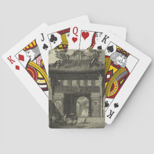 Jeu De Cartes Temple impérial asiatique en noir et blanc