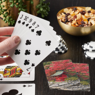 Jeu De Cartes Temple japonais de jardin et feuilles d'automne