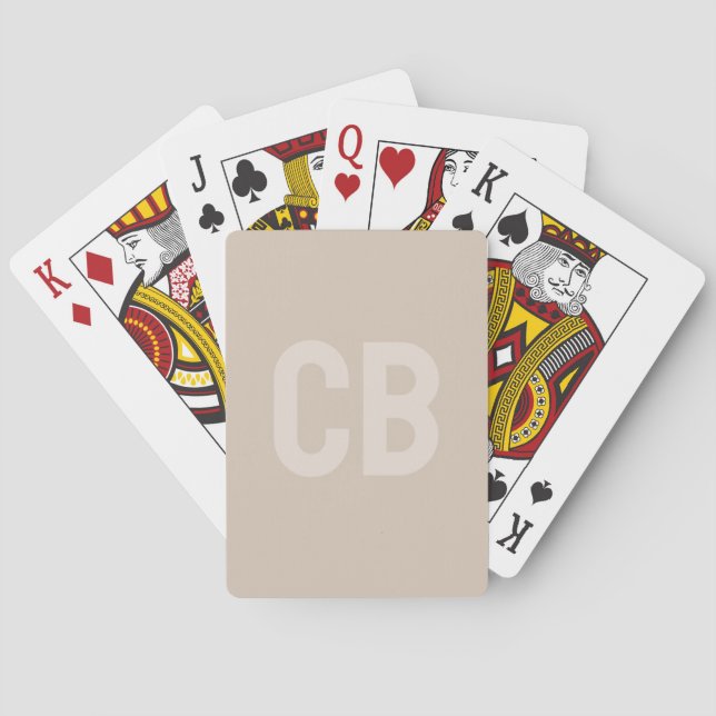 Jeu De Cartes Tendance Couleur douce Taupe Monogramme Lecture Ca (dos)