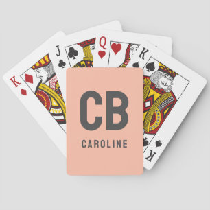 Jeu De Cartes Tendance Couleur Doux Pêche gris Monogramme Lectur