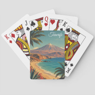 Jeu De Cartes Tenerife Minimaliste Mont Teide Voyage Vintage