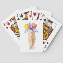 Tenir Les Mains Floral Aquarelle Jouer Des Cartes