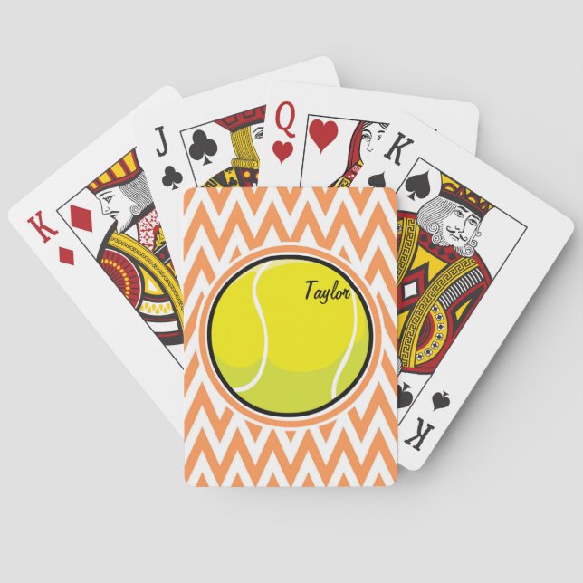 Jeu De Cartes Tennis ; Orange et Chevron Blanc (dos)