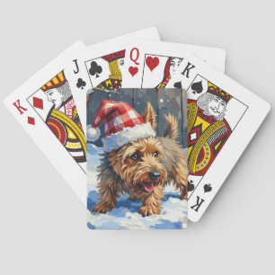 Jeu De Cartes Tenter Cairn Terrier Chien qui creuse pour Noël T