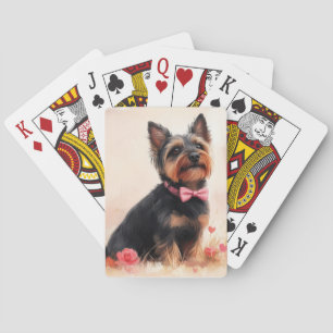 Jeu De Cartes Terrier Australien avec des Roses - Saint-Valentin