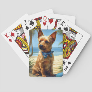 Jeu De Cartes Térrier Australien sur la plage cadeau d'été pour 