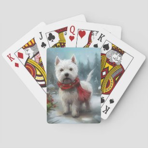 Jeu De Cartes Terrier blanc West Highland dans la neige Noël