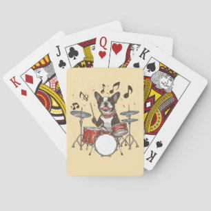 Jeu De Cartes Térrier de Boston jouant de la batterie