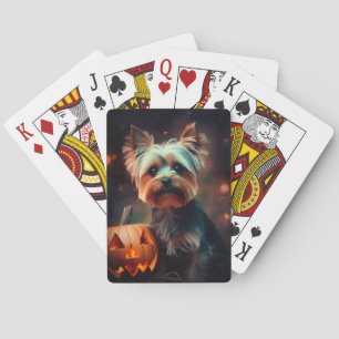 Jeu De Cartes Terrier du Yorkshire Halloween avec citrouilles ef