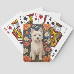 Jeu De Cartes Térrier West Highland élégant Fleur floral coloré