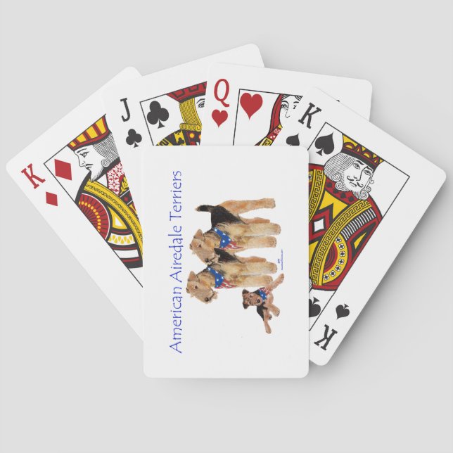 Jeu De Cartes Térriers Airedale Drapeau Américain (dos)
