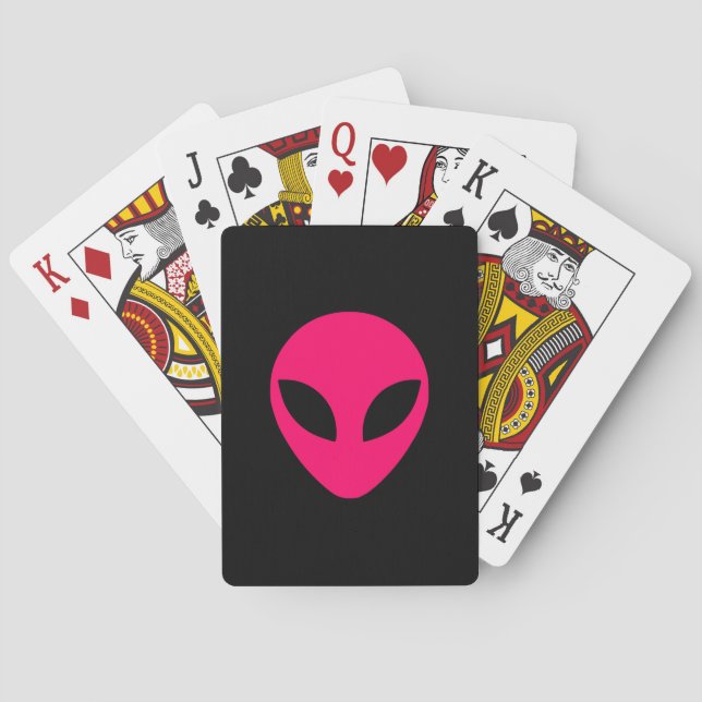 Jeu De Cartes Tête d'Alien rose vif (dos)