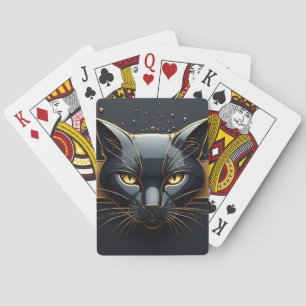 Jeu De Cartes Tête de chat noir avec design à gouttes d'or 🐈