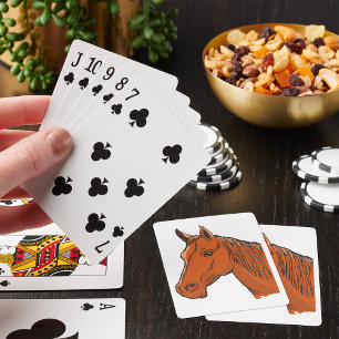 Jeu De Cartes Tête de Cheval Marron Ferme Animal