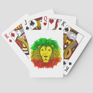 Jeu De Cartes Tête de lion rasta rouge jaune vert dessin Jamaïqu
