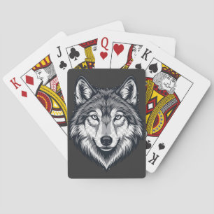 Jeu De Cartes Tête de loup solitaire farouche Graphique Classiqu