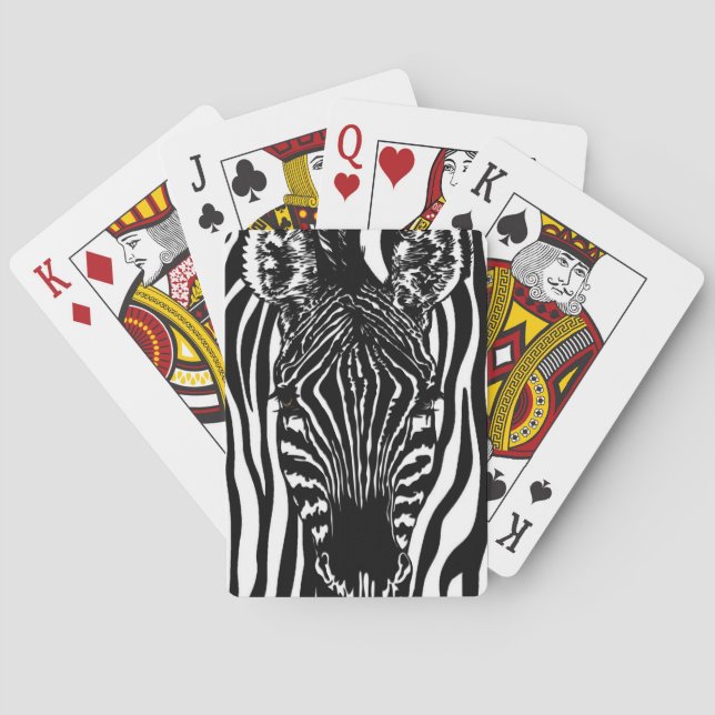 Jeu De Cartes Tête de zèbre unique sur impression zèbre (dos)