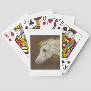 Jeu De Cartes Tête d'un cheval arabe gris (huile sur toile sur p