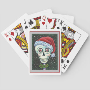 JEU DE CARTES TÊTE MORTE PÈRE NOËL SKULL, HUMOUR SKELETON DE NOË