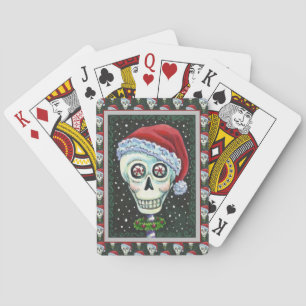 JEU DE CARTES TÊTE MORTE PÈRE NOËL SKULL, HUMOUR SKELETON DE NOË