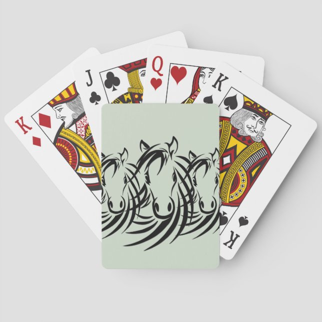 Jeu De Cartes Têtes de cheval noir sur fond vert (dos)