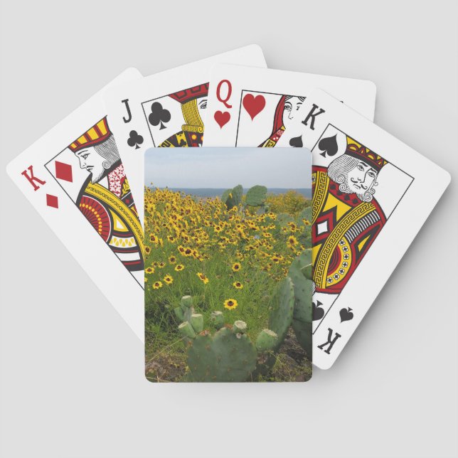 Jeu De Cartes Texas Cactus Fleurs sauvages Jaunes Enchanted Rock (dos)